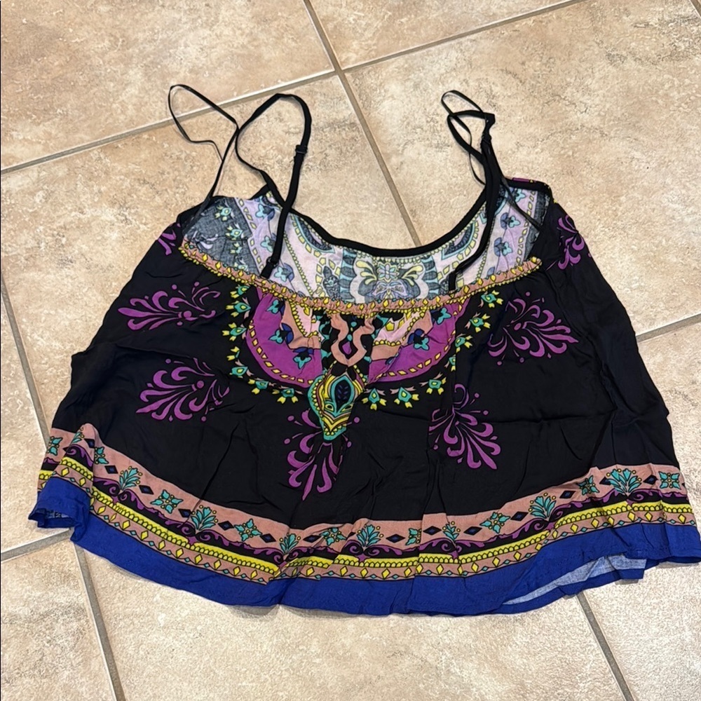 Flying Tomato Black and Purple Graphic Crop Camisole - Picture 3 of 3